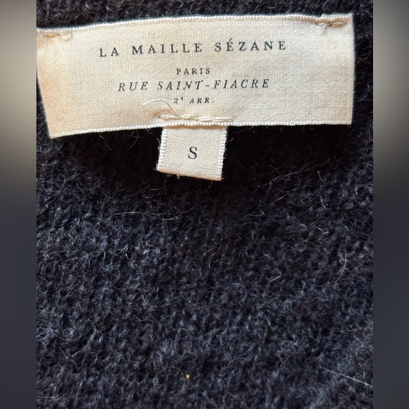 Sézane Barry Black Cardigan Mohair-Blend Women’s Size Small - Picture 3 of 6